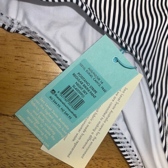 Sea Level POSITANO STRIPE REGULAR BIKINI PANT NIGHT SKY Size 10 - Picture 6 of 6